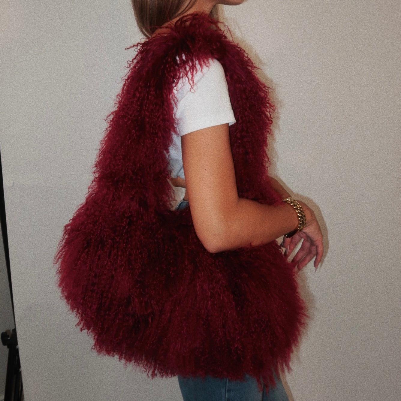 Mongolian Fur Shoulder Bag (SHIPS IN 3-4 WEEKS)